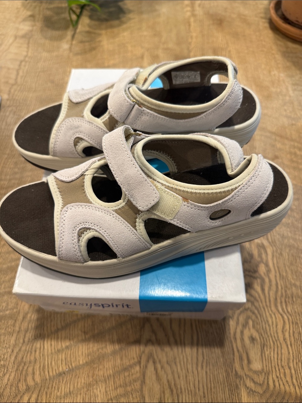 Easy Spirit Women's Beige and Brown Comfort Sandals